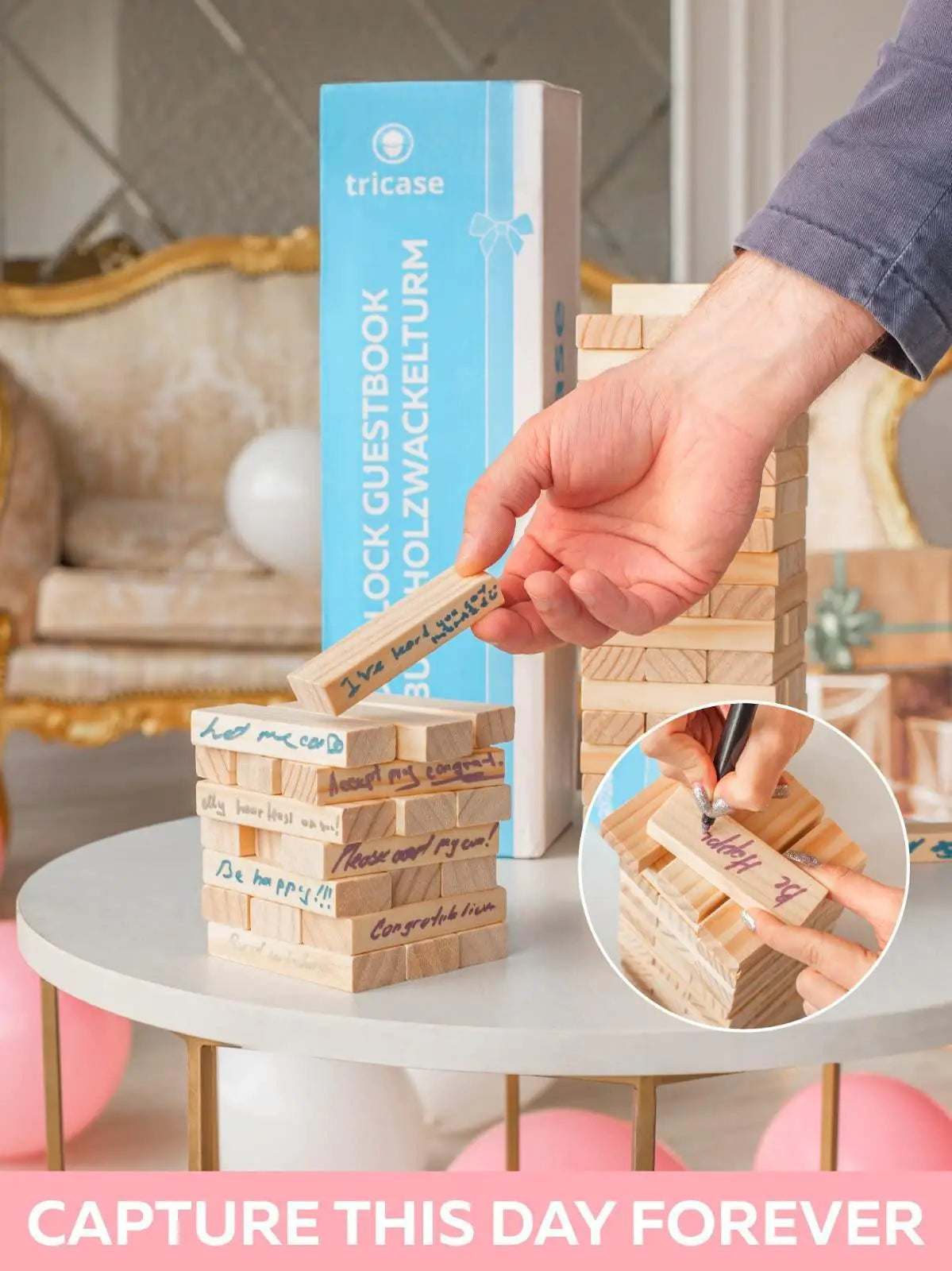 Wedding Guest Book Alternative 75 pcs Wooden Block Guest Book for Sign Rieworkes