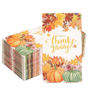 LIYH 150 Count Thanksgiving Pumpkin Guest Napkins 3 Ply Disposable Give Thanks Hand Paper Towels Guests Towel Friends Giving Dinner Home Kitchen Thanksgiving Maple Leaf NapkinsDinner Size Mimarta