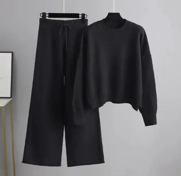 Knitted Wide Leg Pants Set Rieworkes
