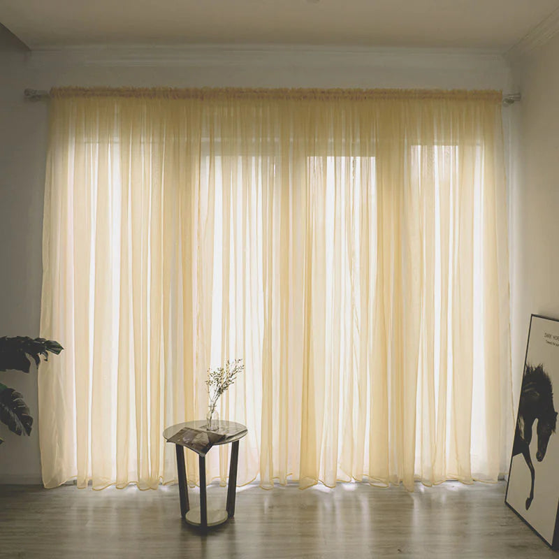 Simple And Modern Balcony Solid Color Gauze Curtain Rieworkes