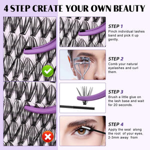 Lash Extension Kit for Beginners 280pcs Eyelash Extension Kit 30D 9-16 Mixed Lash Clusters Kit D Curl Lash Kit with Lash Bond and Seal Individual Lashes Kit DIY (KIT,30D-D-9-16MIX) Lash Cluster Kit-30D-D 9-16MIX Rieworkes