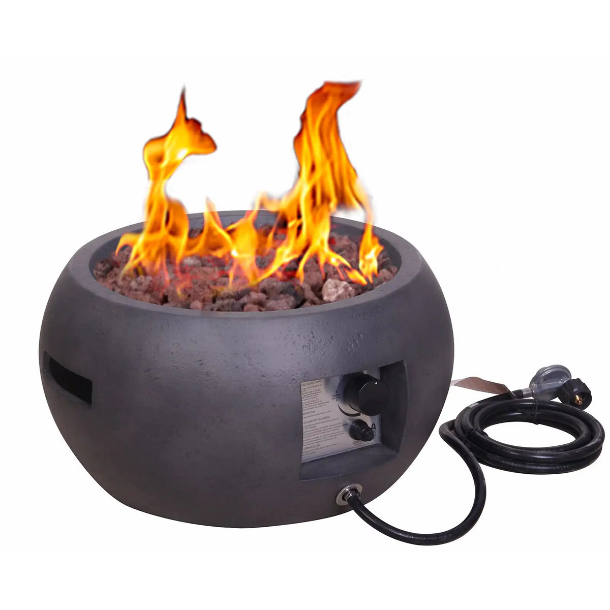 New Design Product Faux Concrete Texture Round Dark Propane Outdoor Fire Pit Mimarta
