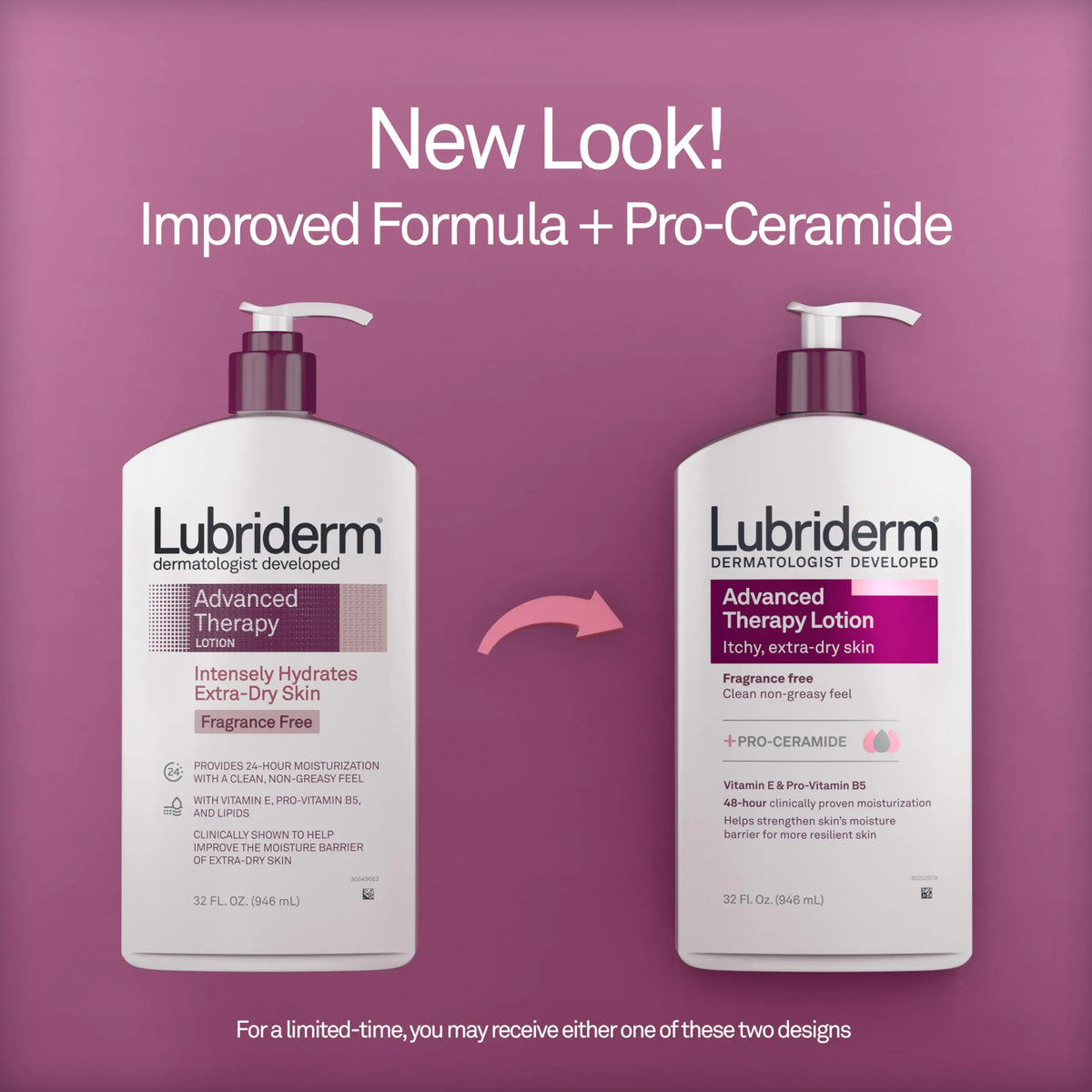 Lubriderm Advanced Therapy Moisturizing Hand and Body Lotion + Pro-Ceramide with Vitamin E and Pro-Vitamin B5, Non-Greasy, Fragrance-Free, Intense Hydration for Itchy, Extra Dry Skin, 32 FL OZ Rieworkes