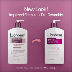 Lubriderm Advanced Therapy Moisturizing Hand and Body Lotion + Pro-Ceramide with Vitamin E and Pro-Vitamin B5, Non-Greasy, Fragrance-Free, Intense Hydration for Itchy, Extra Dry Skin, 32 FL OZ Rieworkes