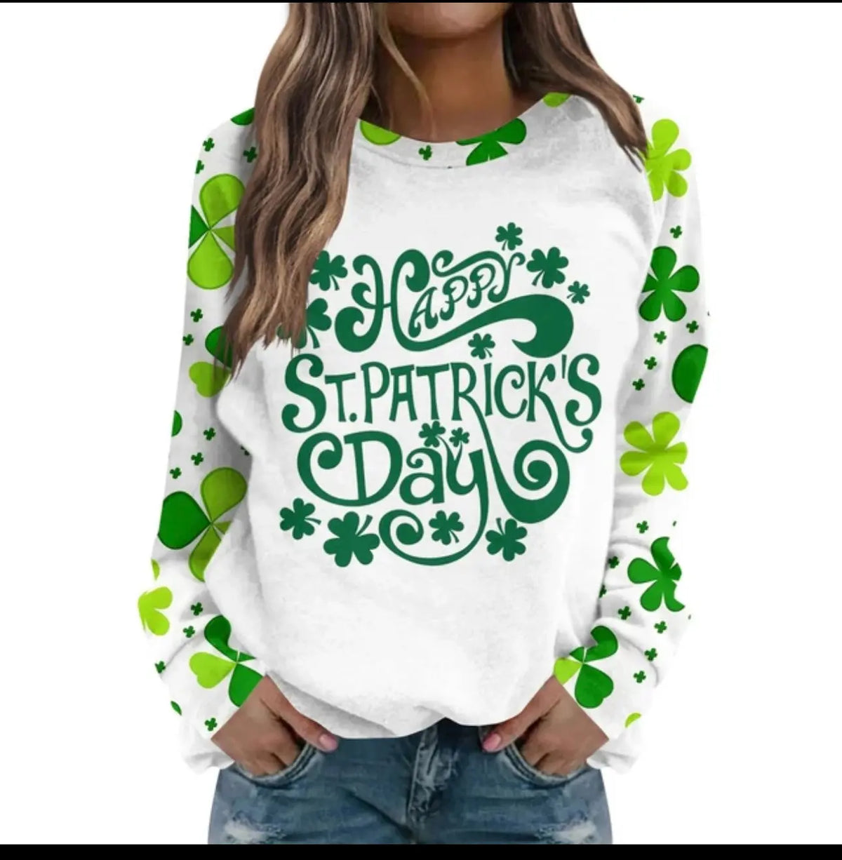 St Patricks Day Summer Tops for Women Green Shamrock Print T-Shirt Rieworkes