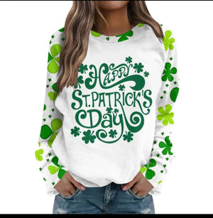 St Patricks Day Summer Tops for Women Green Shamrock Print T-Shirt Rieworkes