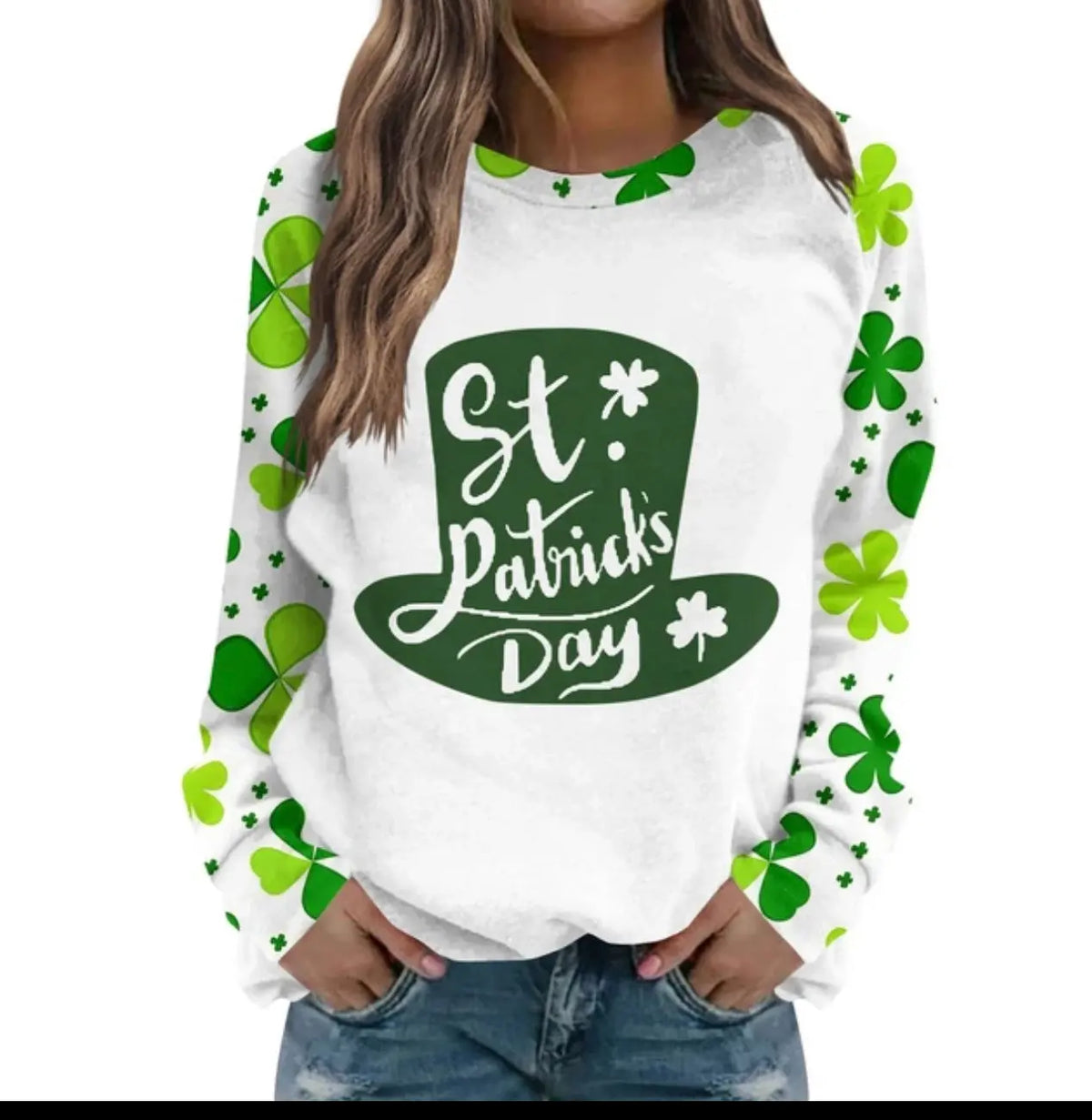 St Patricks Day Summer Tops for Women Green Shamrock Print T-Shirt Rieworkes