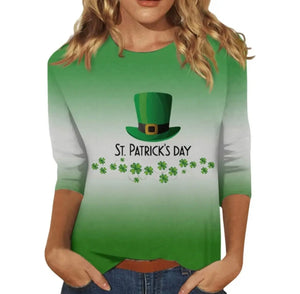 St Patricks Day Summer Tops for Women Green Shamrock Print T-Shirt Rieworkes