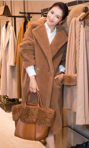 Long Winter Cashmere Lamb Winter Coat Mimarta
