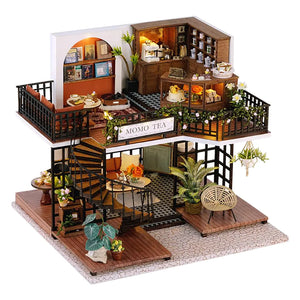 RHZN Miniature House Kit Doll House Kit Miniature Kit DIY Mini House for Adult Cafe Mimarta
