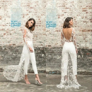 Elegant Wedding Jumpsuits For Brides Rieworkes