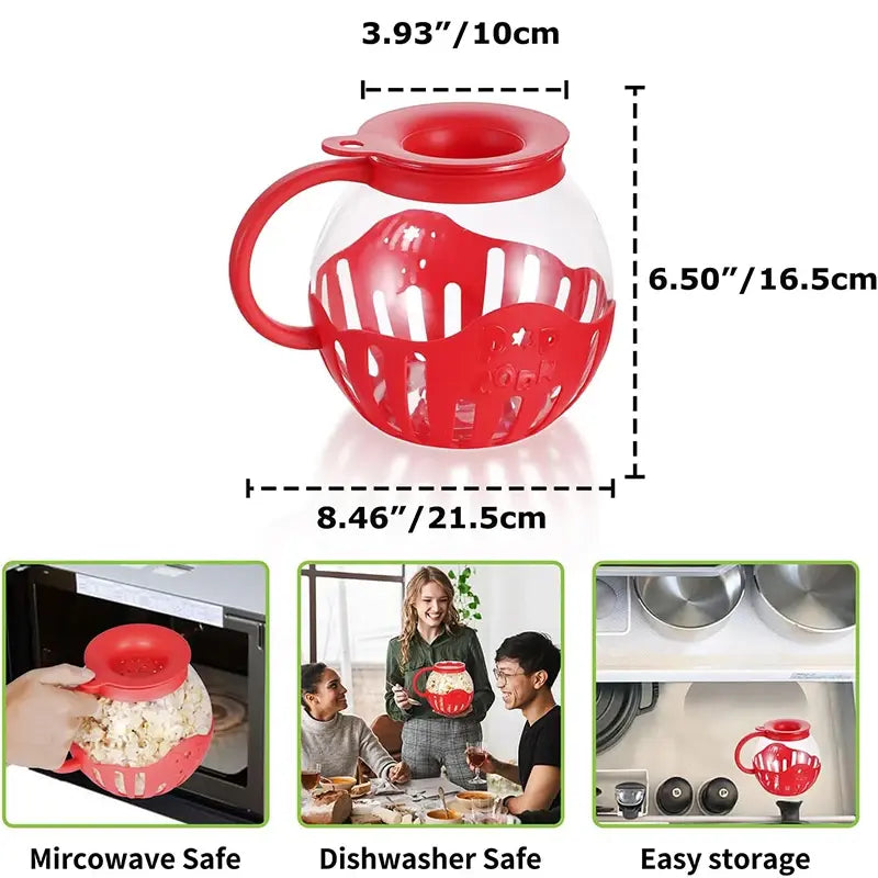 Microwave Glass Popcorn Popper With Silicone Lid Rieworkes