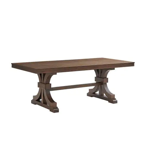 78.74 Rectangular Rubber Wood Dining Table For 6-8 With Wooden Trestle Pedestal Base,Mid Century Modern Kitchen Wooden Table Dinner Table For Dining Room, Living Room,OAK Rieworkes
