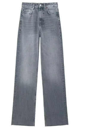 Fashion Casual High Waist Straight Wide Leg Denim Trousers For Women Rieworkes