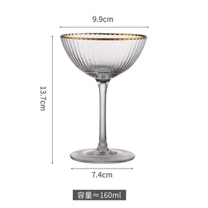 Cocktail Glass Goblet with Gold Rim Crystal Glass Cup Rieworkes