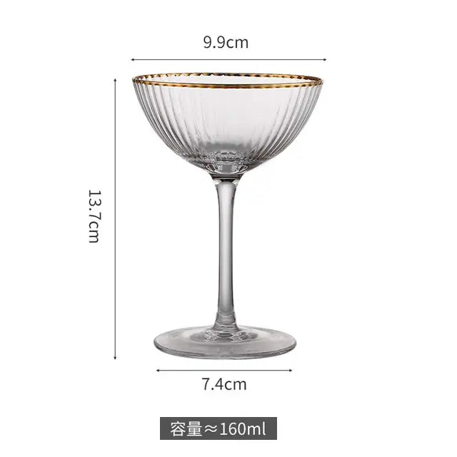 Cocktail Glass Goblet with Gold Rim Crystal Glass Cup Rieworkes