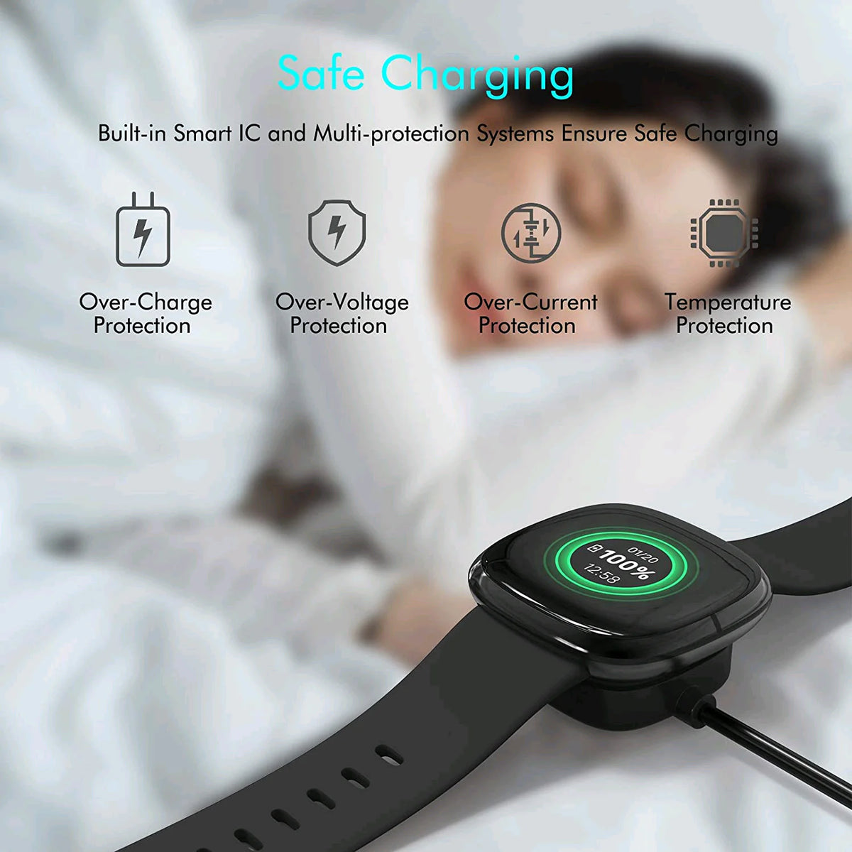 Wireless Charger For Fitbit Sense Versa 3 4 Watch USB Fast Charging Dock Cable Rieworkes