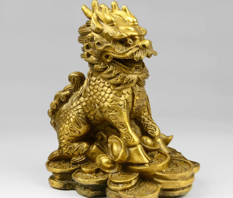 Brass Feng Shui Qilin Decorative Furniture Piece Mimarta