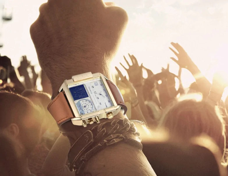 Luxury Sport Square Leather Watch Rieworkes