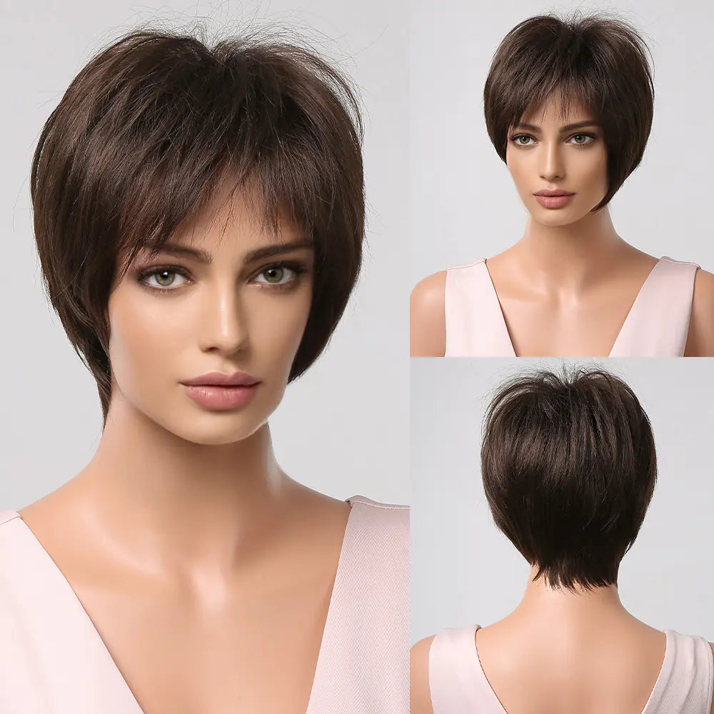 Natural Short Hair Women's Full-Head Wig Style Rieworkes