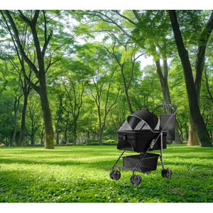 2 In 1 Folding Dog Stroller, Pet Folding Stroller, 4 Wheels Dog Cat Puppy Stroller W  Removable Travel Carrier For Small  Medium Pet, Waterproof Pad, Car Seat, Sun Shade, Xmas Christmas Gift Rieworkes