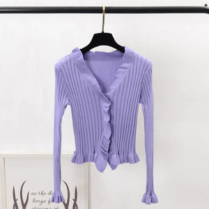 Women Ruffles Sweaters Cardigans Rieworkes