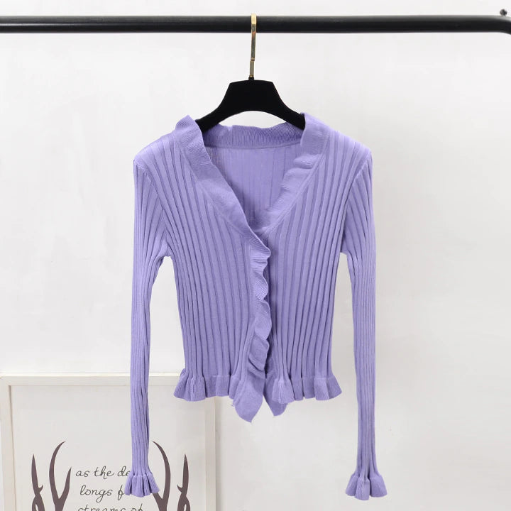 Women Ruffles Sweaters Cardigans Rieworkes