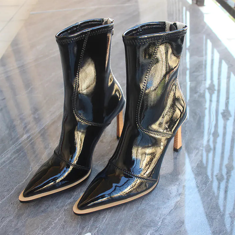 Imported Women's Leather Ankle Boots with Zipper Rieworkes