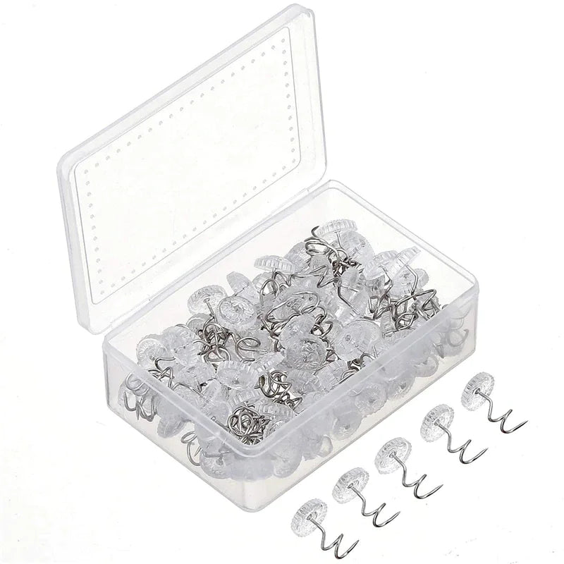 50 Pcs Upholstery Tacks Headliner Pins Clear Heads Twist Bed Fabric Sofa Chair Mimarta