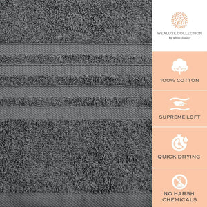 Wealuxe Grey Bath Towels Set of 4 Cotton 27x54 Inch Body Towel for Hotel Gym Rieworkes