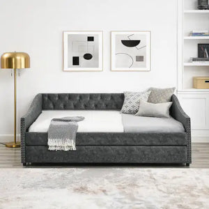 The Full-size Sofa Bed Features A Double-sized Upholstered Tufted Sofa Bed On Wheels Unavailable Platforms- Temu Rieworkes