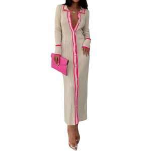 Stripe Lapel Dress Rieworkes