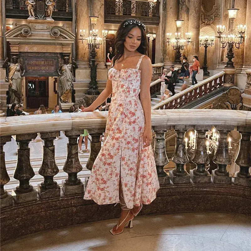 Pink Floral Office Midi Dress Rieworkes