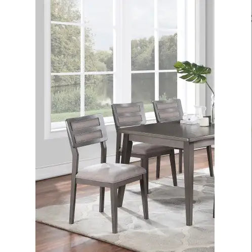 Beautiful Unique Set Of 2 Side Chairs Dark Brown Finish Kitchen Dining Room Furniture Ladder Back Design Chairs Cushion Upholstered Rieworkes