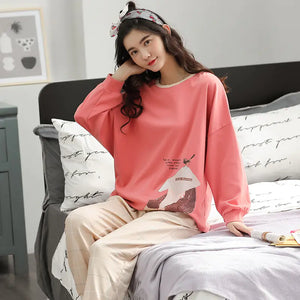 Cute Winter Cartoon Print Women's Pajama Set Mimarta