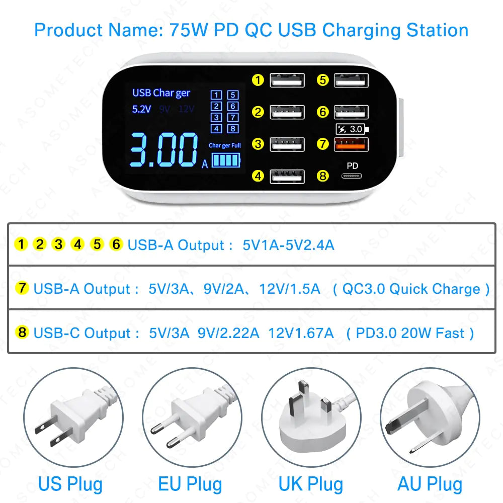 LED Display USB Charger Rieworkes