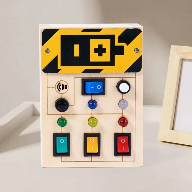 Bright Start LED Wooden Busy Board – Early Learning Toy for Kids Rieworkes