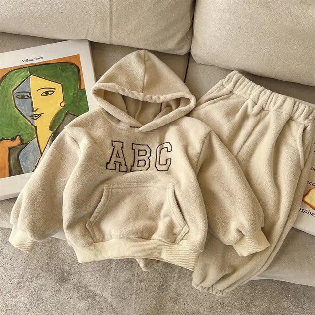 Kids' Autumn Winter Fleece Letter Sweatshirt Set Mimarta