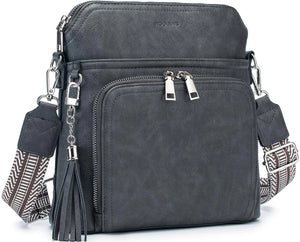Crossbody Purse for Women,Lightweight Medium Crossbody Bag Soft Leather Women's Shoulder Handbags with Tassel Taupe Rieworkes