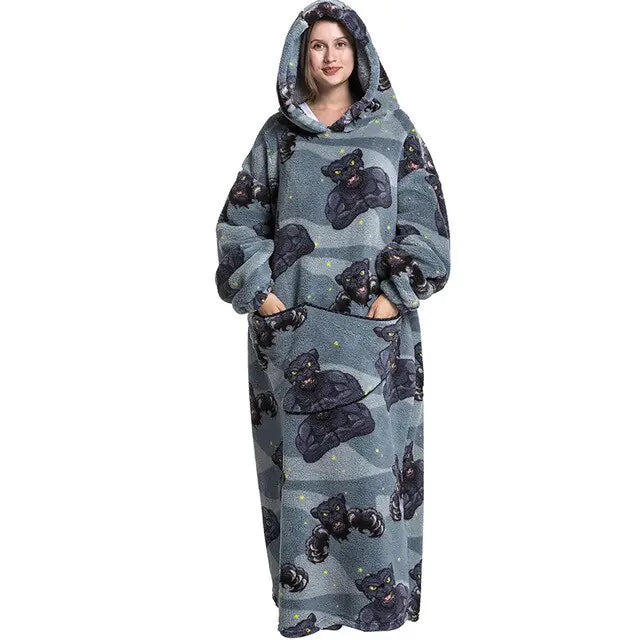 Oversized Long Blanket Hoodie Autumn Winter Fleece Rieworkes