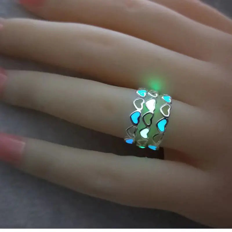 Personalized Glow-in-the-Dark Heart Adjustable Ring Mimarta