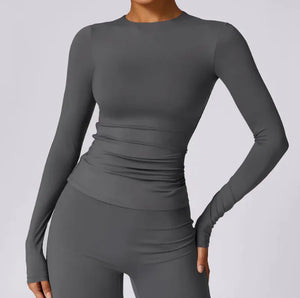 Brushed Tight Long Sleeve Yoga Leisure Workout Clothes Rieworkes