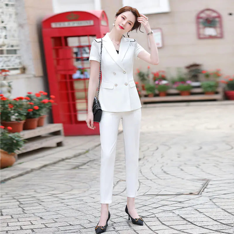 Elegant Green Women's Business Suit with Pants &amp; Jacket Mimarta