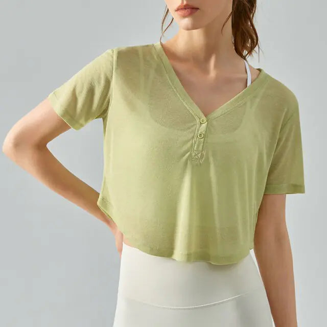 V-Neck Long Sleeve Yoga Top Sports Shirt Rieworkes