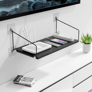 AIYOTAR 40x20cm Wooden Floating Shelf for Projector/WiFi Router/Game Consoles/Cable Box/DVD No Drill Shelves for Wall Storage Wall Mount Floating Shelf for Under TV/Living Room/Bathroom/Bedroom Mimarta