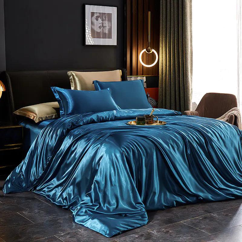 Luxury Silk Bedding Set with Solid Color Duvet Cover Mimarta