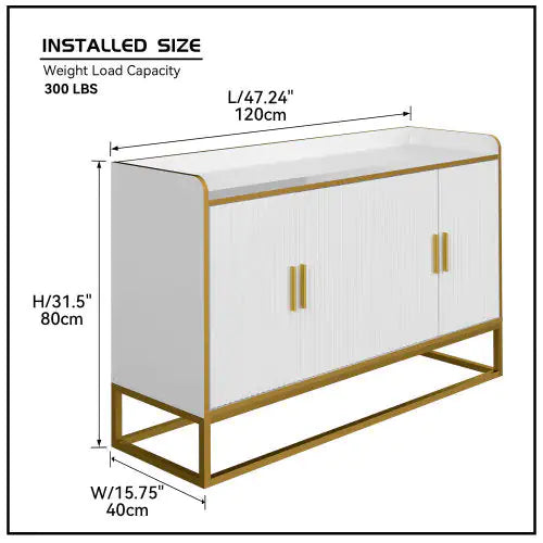 Modern Kitchen Buffet Storage Cabinet Cabinet White Gloss With Metal Legs For Living Room Kitchen Rieworkes