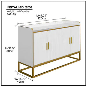 Modern Kitchen Buffet Storage Cabinet Cabinet White Gloss With Metal Legs For Living Room Kitchen Rieworkes