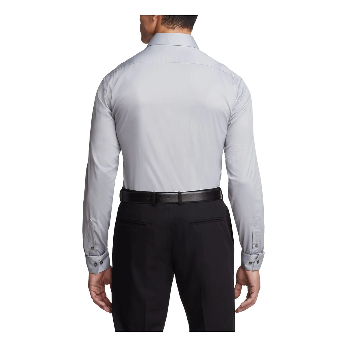 Van Heusen Men's Dress Shirt Slim Fit Flex Collar Stretch Solid 18.5" Neck 32"-33" Sleeve Grey Mist Rieworkes