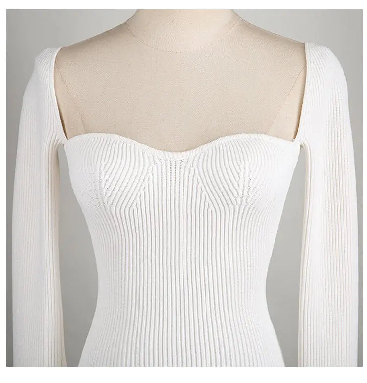 Ribbed Sweetheart Long Sleeve Top Rieworkes